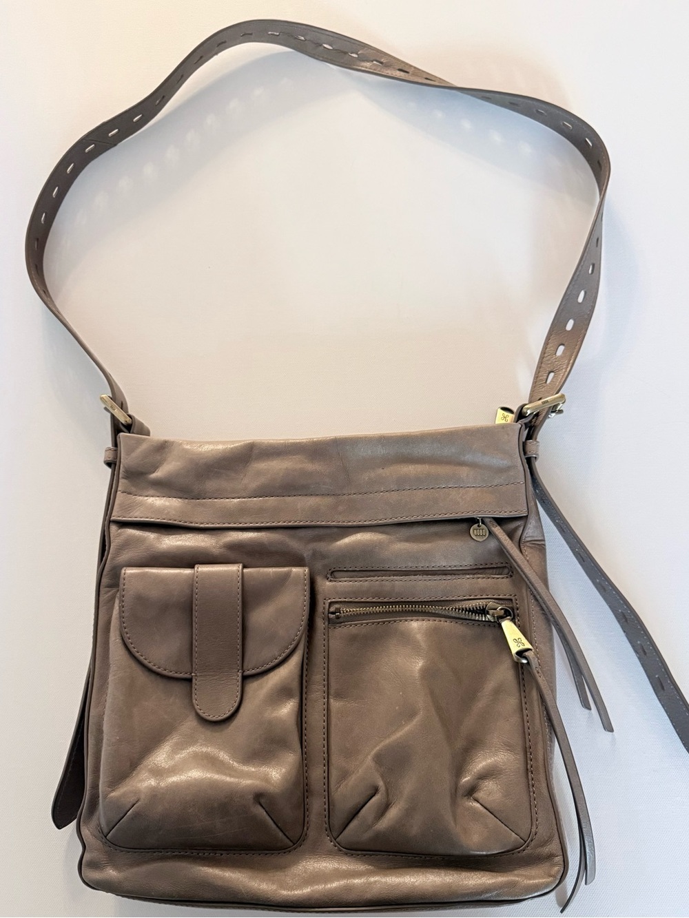 HOBO Taupe Leather Crossbody Bag